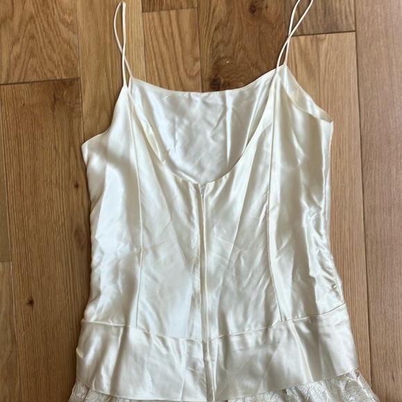 Vintage Cream drip waist Lace Wedding Dress, removable button back top sz M - Picture 9 of 11